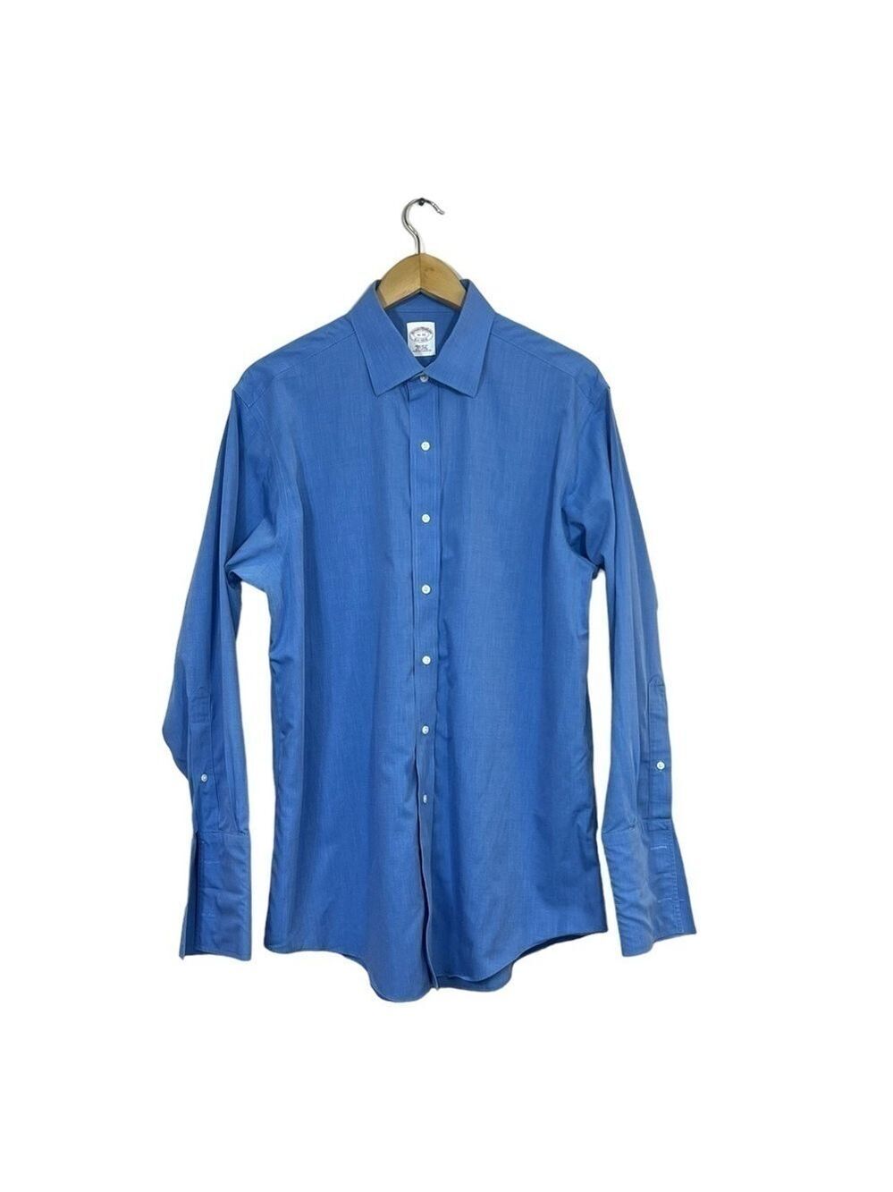 Brooks Brothers Men Blue Button Down Long Sleeve Non Iron Shirt Size 16/33